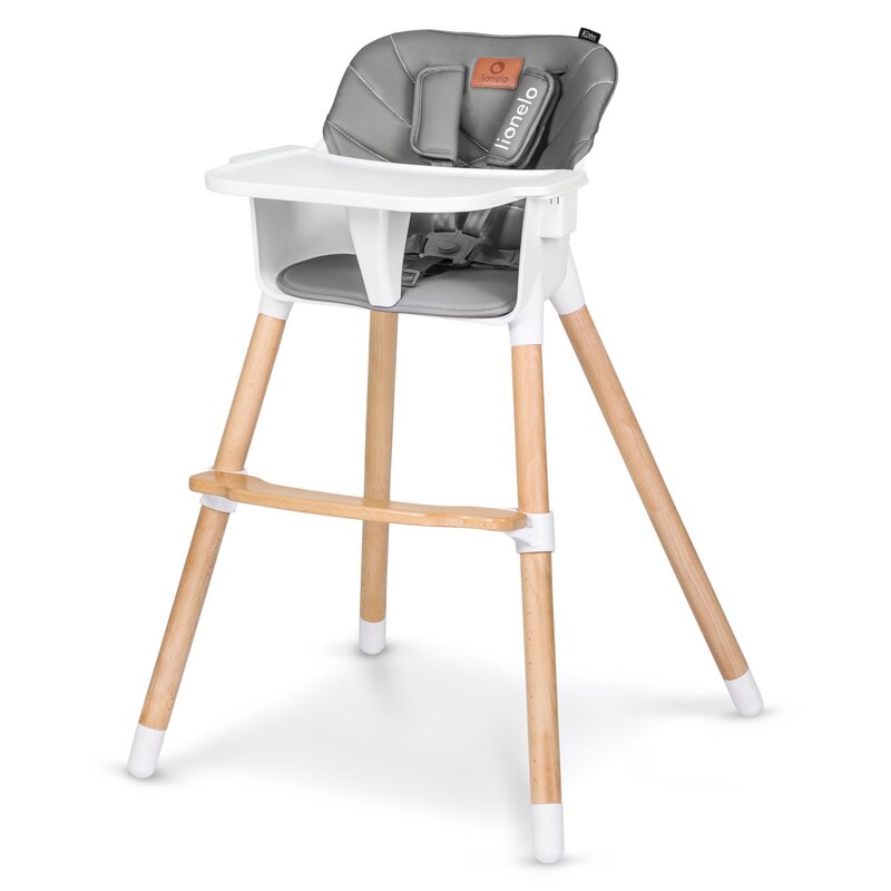Scaun de masa, Lionelo, Koen, Din fag, 2 in 1, Transformabil, Sustine 30 kg, 6 luni+, Conform cu standardul european de securitate EN14988, Gri - gogobaby.ro