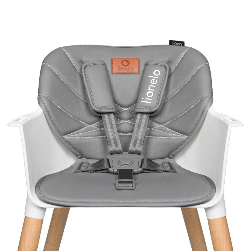 Scaun de masa, Lionelo, Koen, Din fag, 2 in 1, Transformabil, Sustine 30 kg, 6 luni+, Conform cu standardul european de securitate EN14988, Gri - gogobaby.ro