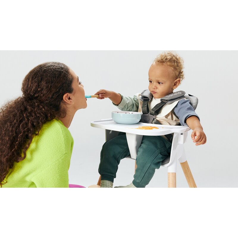 Scaun de masa, Lionelo, Koen, Din fag, 2 in 1, Transformabil, Sustine 30 kg, 6 luni+, Conform cu standardul european de securitate EN14988, Gri - gogobaby.ro