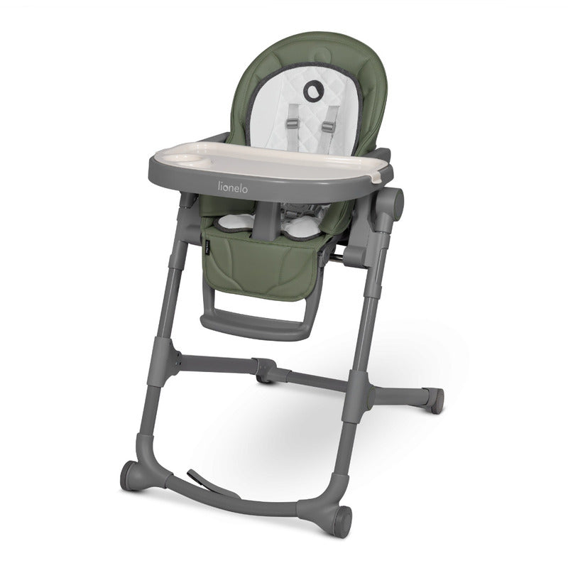 Scaun de masa, Lionelo, Cora Plus, Multifunctional, Reglabil in 4 pozitii pe inaltime, Spatar reglabil in 3 pozitii, Cu bara de jucarii, Pliabil, Conform cu standardul european de securitate EN14988, Verde