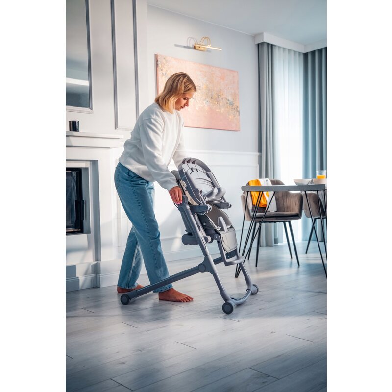 Scaun de masa, Lionelo, Cora Plus, Multifunctional, Reglabil in 4 pozitii pe inaltime, Spatar reglabil in 3 pozitii, Cu bara de jucarii, Pliabil, Conform cu standardul european de securitate EN14988, Verde