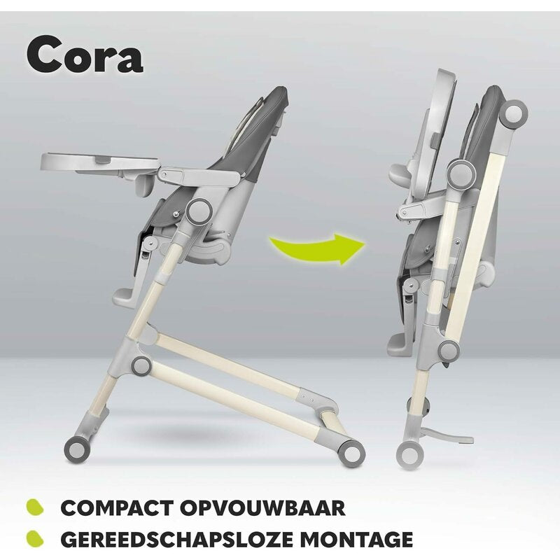 Scaun de masa, Lionelo, Cora Plus, Multifunctional, Reglabil in 4 pozitii pe inaltime, Spatar reglabil in 3 pozitii, Cu bara de jucarii, Pliabil, Conform cu standardul european de securitate EN14988, Verde