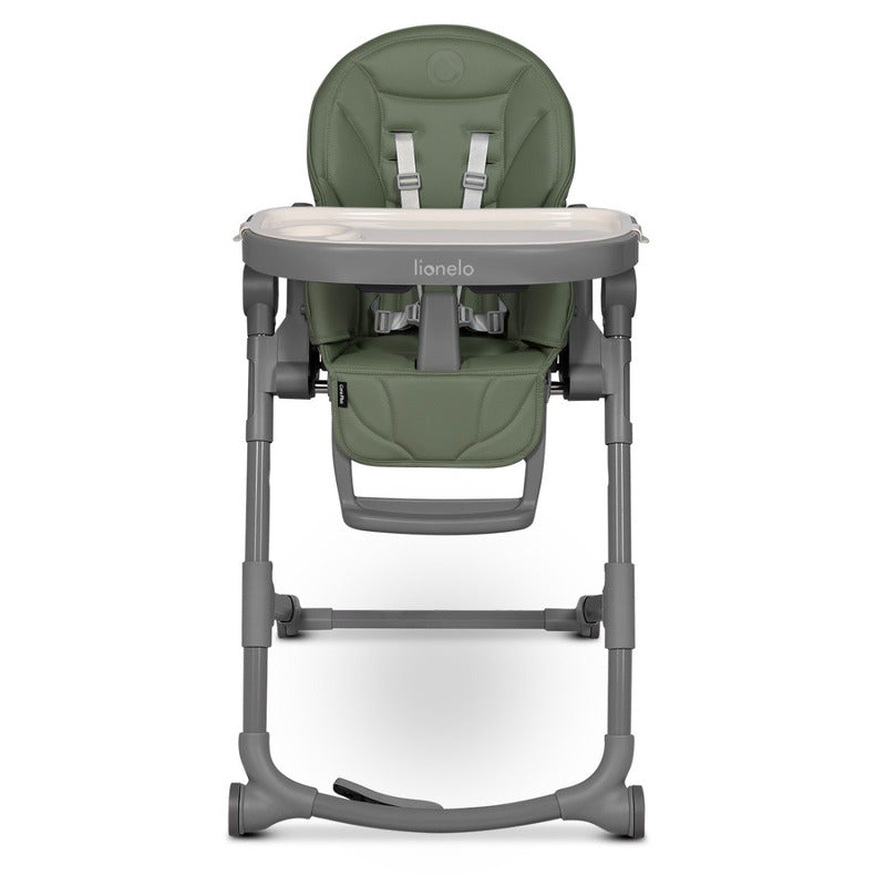 Scaun de masa, Lionelo, Cora Plus, Multifunctional, Reglabil in 4 pozitii pe inaltime, Spatar reglabil in 3 pozitii, Cu bara de jucarii, Pliabil, Conform cu standardul european de securitate EN14988, Verde