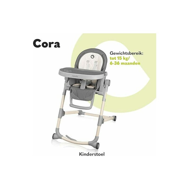 Scaun de masa, Lionelo, Cora Plus, Multifunctional, Reglabil in 4 pozitii pe inaltime, Spatar reglabil in 3 pozitii, Cu bara de jucarii, Pliabil, Conform cu standardul european de securitate EN14988, Verde
