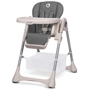 Scaun de masa, Lionelo, Zanna, Reglabil, 4 Pozitii pe inaltime, Spatar reglabil in 3 pozitii, Pliabil, din Metal, Conform cu standardul european de securitate EN14988, Gri - gogobaby.ro