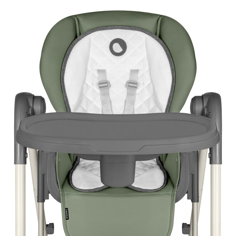 Scaun de masa si balansoar, Lionelo, Laurice, 2 in 1, Transformabil, Multifunctional, Inaltime si spatar reglabile, Cu melodii de leagan, 0 luni+, Conform cu standardele europene de securitate EN 14988, EN 16120, Verde - gogobaby.ro