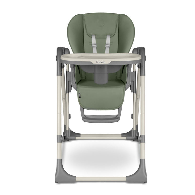 Scaun de masa si balansoar, Lionelo, Laurice, 2 in 1, Transformabil, Multifunctional, Inaltime si spatar reglabile, Cu melodii de leagan, 0 luni+, Conform cu standardele europene de securitate EN 14988, EN 16120, Verde - gogobaby.ro