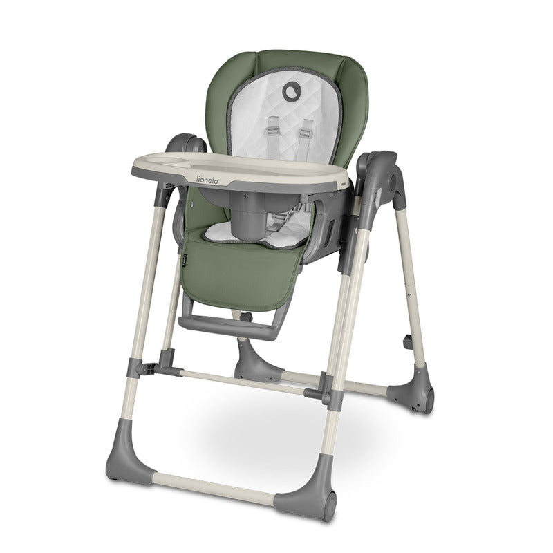 Scaun de masa si balansoar, Lionelo, Laurice, 2 in 1, Transformabil, Multifunctional, Inaltime si spatar reglabile, Cu melodii de leagan, 0 luni+, Conform cu standardele europene de securitate EN 14988, EN 16120, Verde - gogobaby.ro