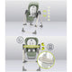 Scaun de masa si balansoar, Lionelo, Laurice, 2 in 1, Transformabil, Multifunctional, Inaltime si spatar reglabile, Cu melodii de leagan, 0 luni+, Conform cu standardele europene de securitate EN 14988, EN 16120, Verde