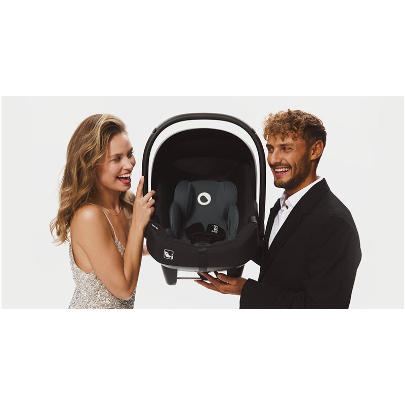 Scoica auto, Lionelo, i-Size Astrid, 0-13 Kg, 40-87 cm, Cu salteluta, Testat ADAC, Conform cu standardul european de securitate R129, Negru/Gri - gogobaby.ro