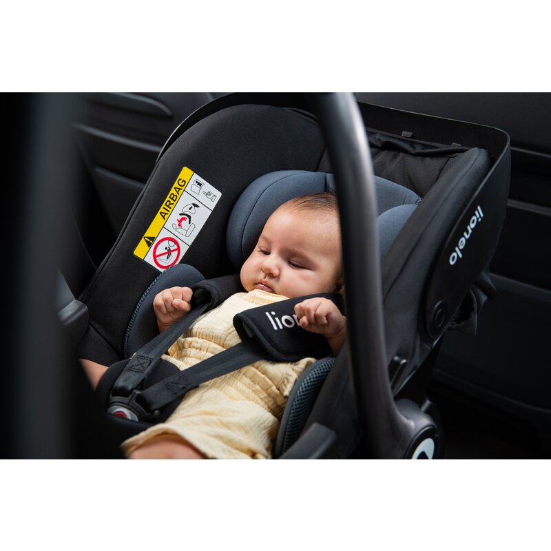 Scoica auto, Lionelo, i-Size Astrid, 0-13 Kg, 40-87 cm, Cu salteluta, Testat ADAC, Conform cu standardul european de securitate R129, Negru/Gri
