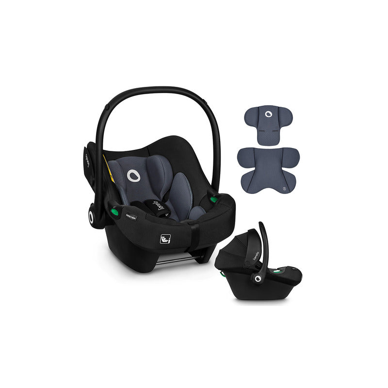 Scoica auto, Lionelo, i-Size Astrid, 0-13 Kg, 40-87 cm, Cu salteluta, Testat ADAC, Conform cu standardul european de securitate R129, Negru/Gri