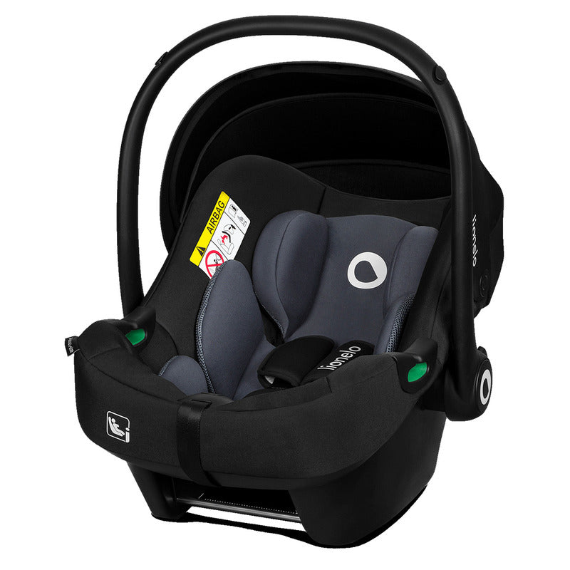 Scoica auto, Lionelo, i-Size Astrid, 0-13 Kg, 40-87 cm, Cu salteluta, Testat ADAC, Conform cu standardul european de securitate R129, Negru/Gri - gogobaby.ro