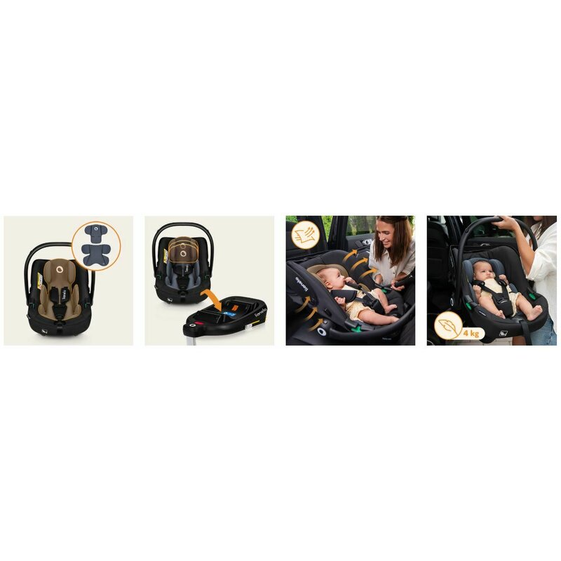 Scoica auto, Lionelo, i-Size Astrid, 0-13 Kg, 40-87 cm, Cu salteluta, Testat ADAC, Conform cu standardul european de securitate R129, Negru/Gri - gogobaby.ro