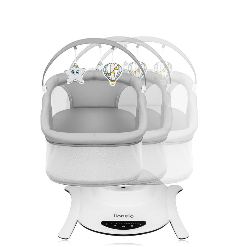 Set 2 in 1, Balansoar si landou, Lionelo, Bella, Rotative 360, Ecran tactil si telecomanda, Electric, Scaun reglabil, 6 miscari unice, 5 viteze, Cu melodii, Gri - gogobaby.ro