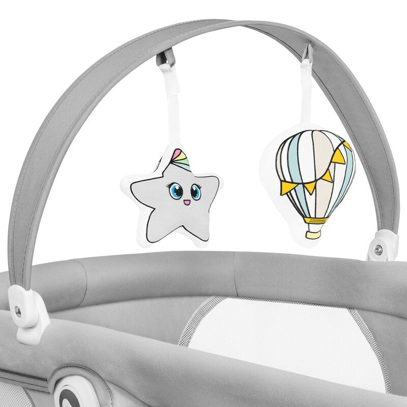 Set 2 in 1, Balansoar si landou, Lionelo, Bella, Rotative 360, Ecran tactil si telecomanda, Electric, Scaun reglabil, 6 miscari unice, 5 viteze, Cu melodii, Gri - gogobaby.ro