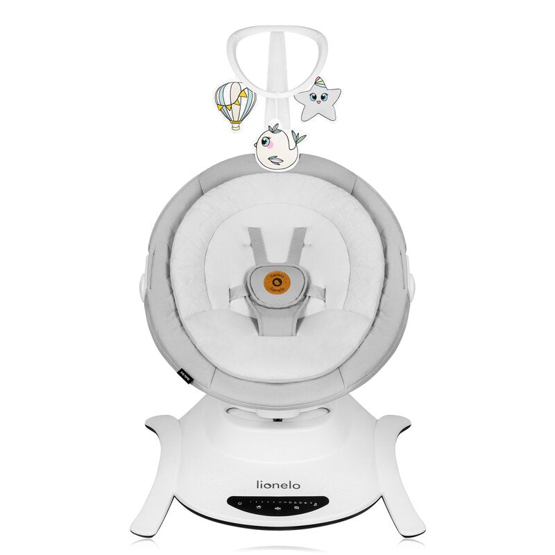 Set 2 in 1, Balansoar si landou, Lionelo, Bella, Rotative 360, Ecran tactil si telecomanda, Electric, Scaun reglabil, 6 miscari unice, 5 viteze, Cu melodii, Gri - gogobaby.ro