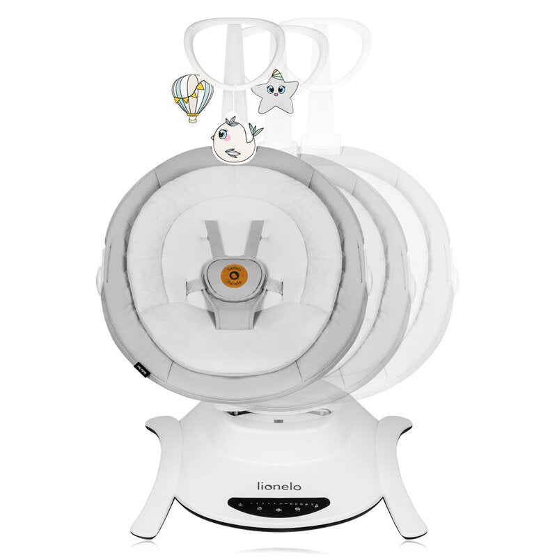 Set 2 in 1, Balansoar si landou, Lionelo, Bella, Rotative 360, Ecran tactil si telecomanda, Electric, Scaun reglabil, 6 miscari unice, 5 viteze, Cu melodii, Gri - gogobaby.ro