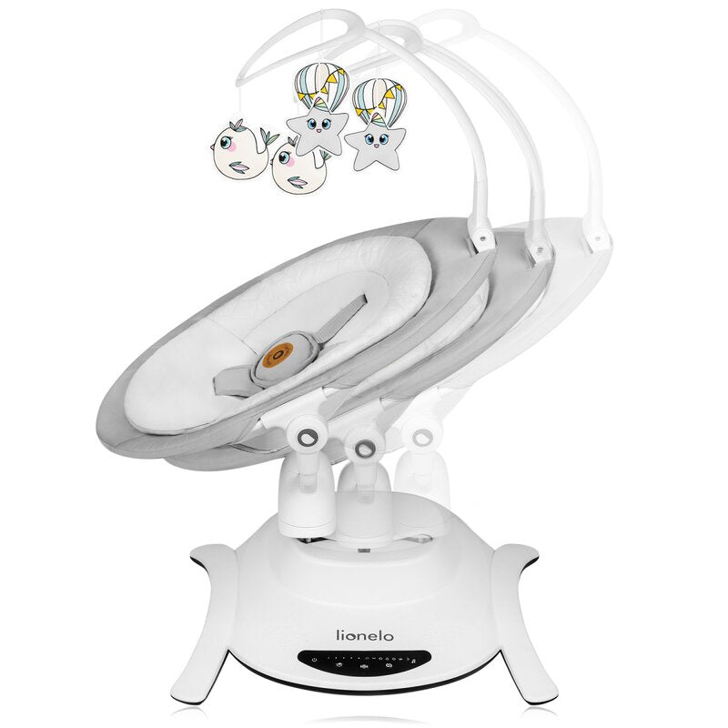 Set 2 in 1, Balansoar si landou, Lionelo, Bella, Rotative 360, Ecran tactil si telecomanda, Electric, Scaun reglabil, 6 miscari unice, 5 viteze, Cu melodii, Gri - gogobaby.ro
