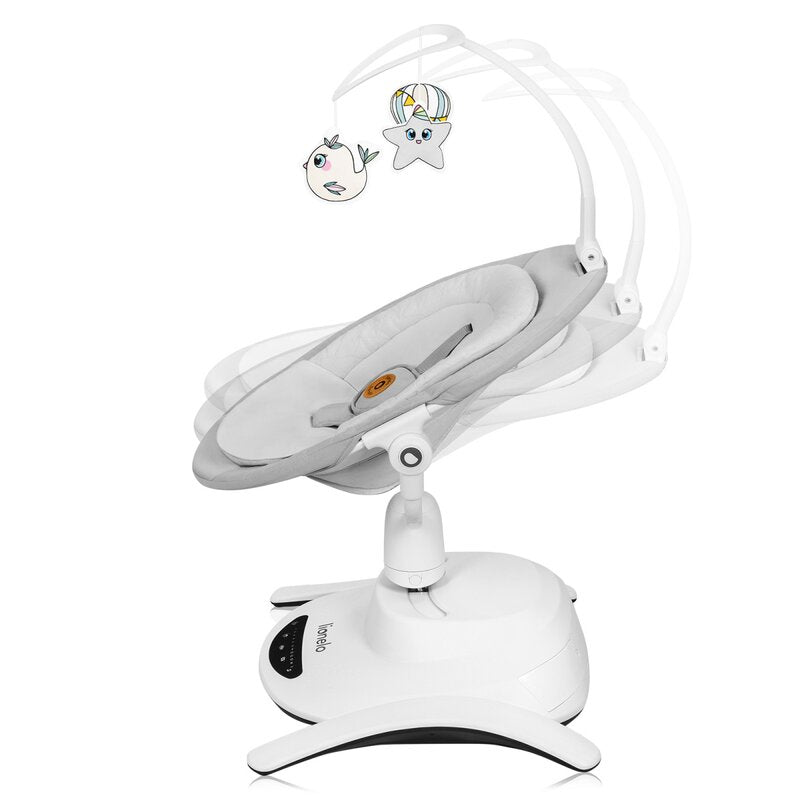 Set 2 in 1, Balansoar si landou, Lionelo, Bella, Rotative 360, Ecran tactil si telecomanda, Electric, Scaun reglabil, 6 miscari unice, 5 viteze, Cu melodii, Gri - gogobaby.ro