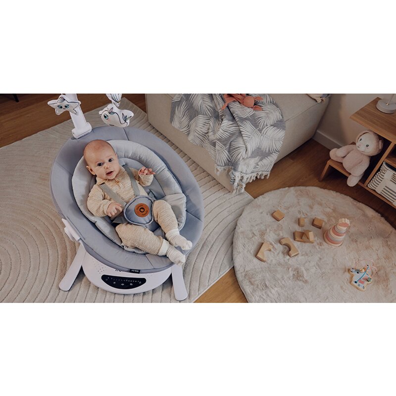 Set 2 in 1, Balansoar si landou, Lionelo, Bella, Rotative 360, Ecran tactil si telecomanda, Electric, Scaun reglabil, 6 miscari unice, 5 viteze, Cu melodii, Gri - gogobaby.ro
