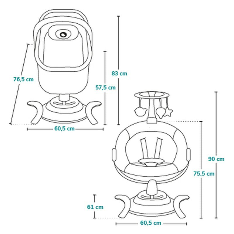 Set 2 in 1, Balansoar si landou, Lionelo, Bella, Rotative 360, Ecran tactil si telecomanda, Electric, Scaun reglabil, 6 miscari unice, 5 viteze, Cu melodii, Gri - gogobaby.ro