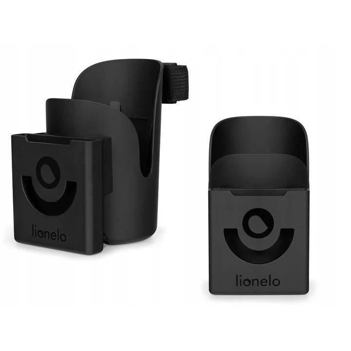 Suport universal pentru biberon/pahar si telefon, Lionelo, Ove, Cu sistem de rotire 360, Negru