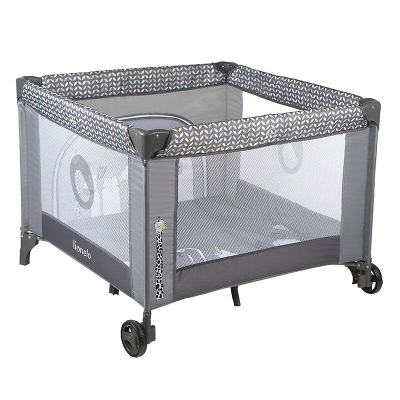 Tarc de joaca, Lionelo, Lene, Cu roti, Cu intrare laterala cu fermoar, 100 x 100 cm, Conform cu standardul europeane de securitate EN12227, Grey Scandi - gogobaby.ro