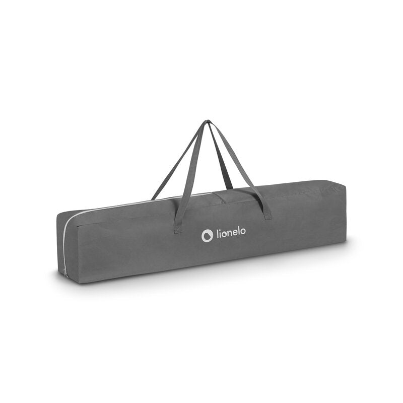 Tarc de joaca copii, Lionelo, Willow, 127 x 187 cm, Pliere compacta, Include geanta de transport, Din plasa, Cu doua intrari laterale si fermoar, Cu ventuze pentru stabilitate, Conform cu EN 12227:2010, Gri - gogobaby.ro