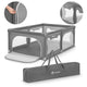 Tarc de joaca copii, Lionelo, Willow, 127 x 187 cm, Pliere compacta, Include geanta de transport, Din plasa, Cu doua intrari laterale si fermoar, Cu ventuze pentru stabilitate, Conform cu EN 12227:2010, Gri