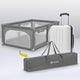 Tarc de joaca copii, Lionelo, Willow, 127 x 187 cm, Pliere compacta, Include geanta de transport, Din plasa, Cu doua intrari laterale si fermoar, Cu ventuze pentru stabilitate, Conform cu EN 12227:2010, Gri