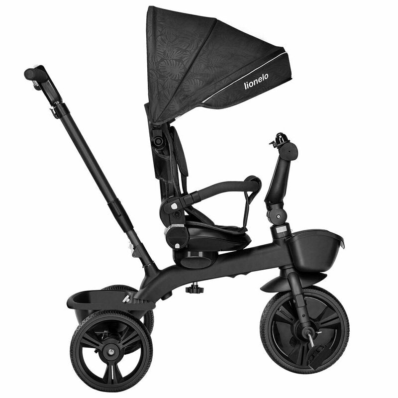 Tricicleta copii, Lionelo, Kori, Ultrapliabila, Multifunctionala, Cu suport de picioare, Control al directiei, Scaun reversibil, Rotire 360 grade, Conform cu standardul european de securitate EN71, Grey Stone - gogobaby.ro