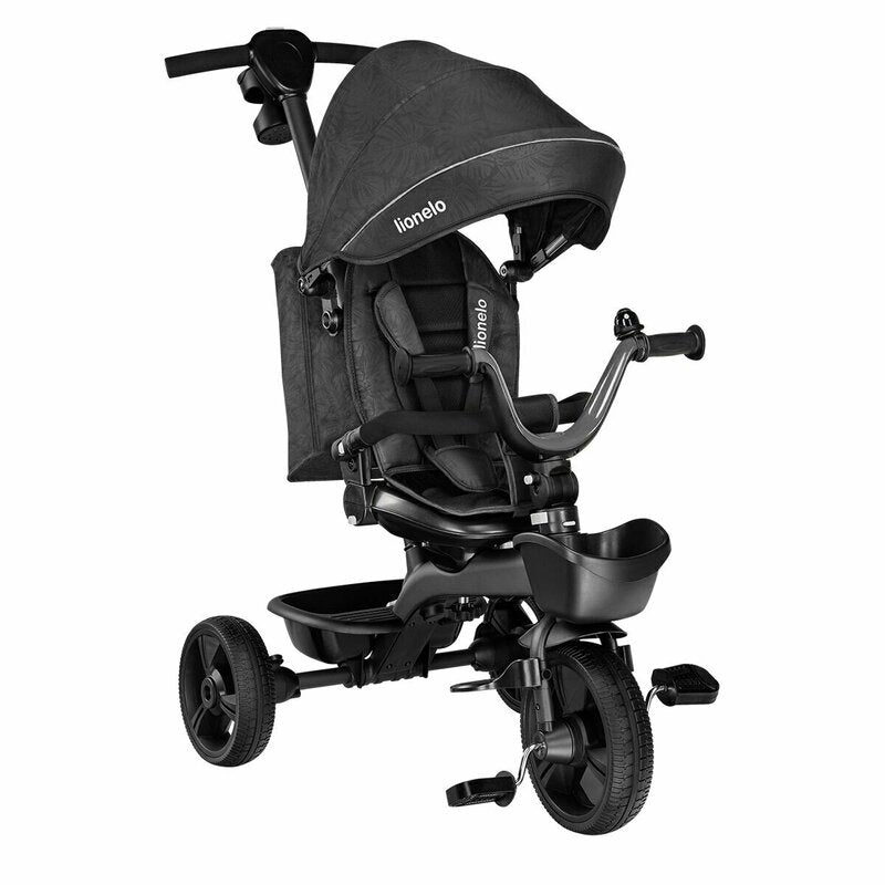 Tricicleta copii, Lionelo, Kori, Ultrapliabila, Multifunctionala, Cu suport de picioare, Control al directiei, Scaun reversibil, Rotire 360 grade, Conform cu standardul european de securitate EN71, Grey Stone - gogobaby.ro