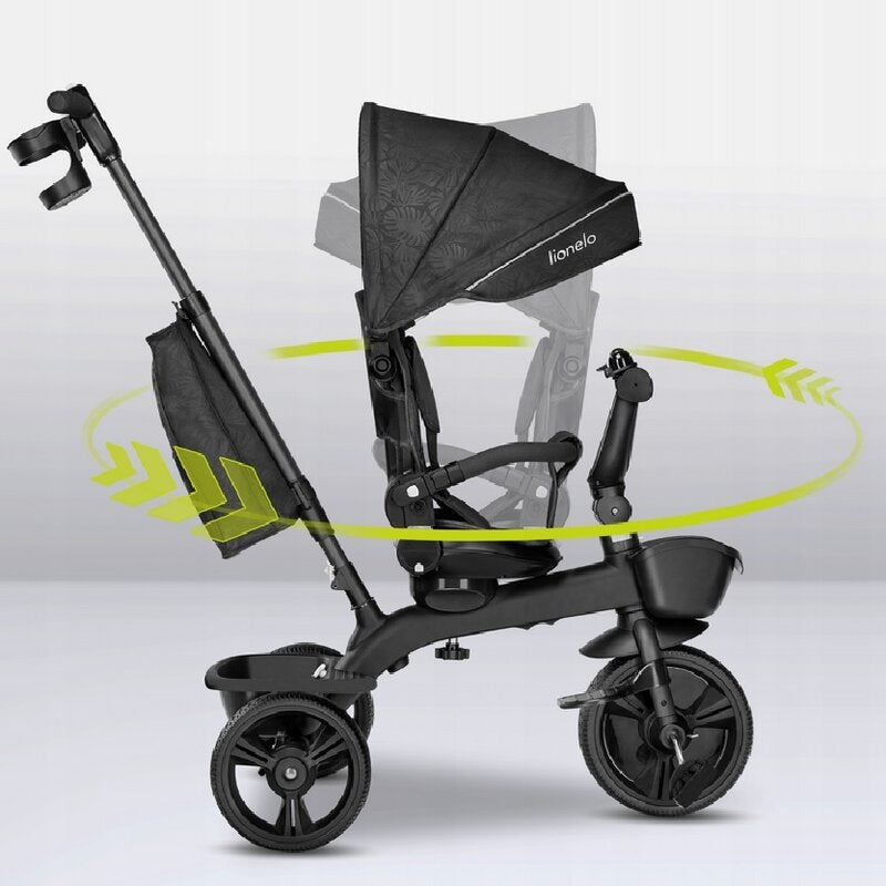 Tricicleta copii, Lionelo, Kori, Ultrapliabila, Multifunctionala, Cu suport de picioare, Control al directiei, Scaun reversibil, Rotire 360 grade, Conform cu standardul european de securitate EN71, Grey Stone - gogobaby.ro