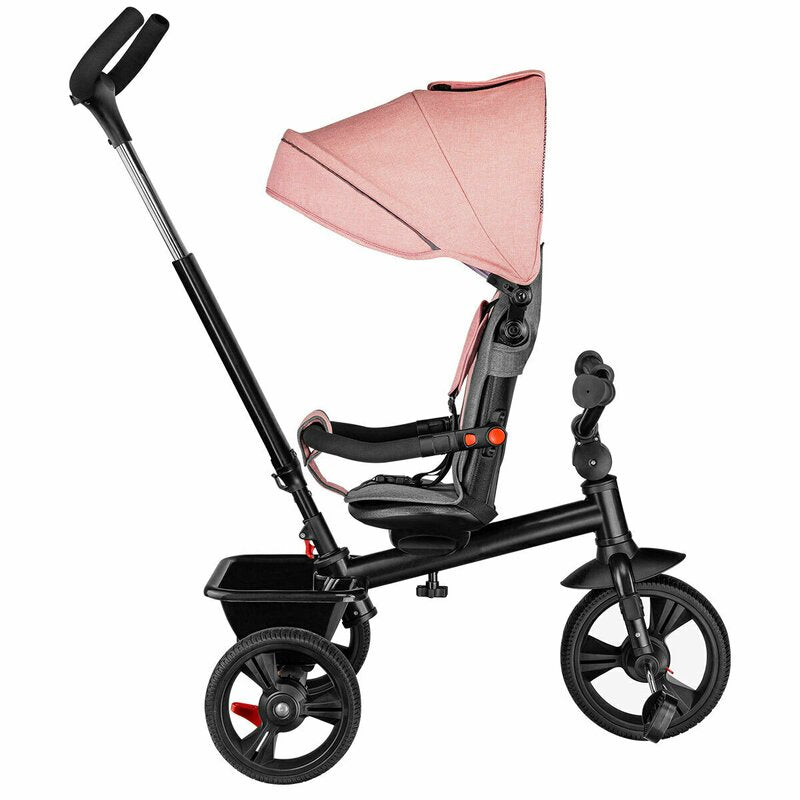 Tricicleta copii, Lionelo, Haari, Ultrapliabila, Multifunctionala, Suport picioare, Control al directiei, Scaun reversibil, Rotire 360 grade, Conform cu standardul european de securitate EN71, Bubblegum - gogobaby.ro