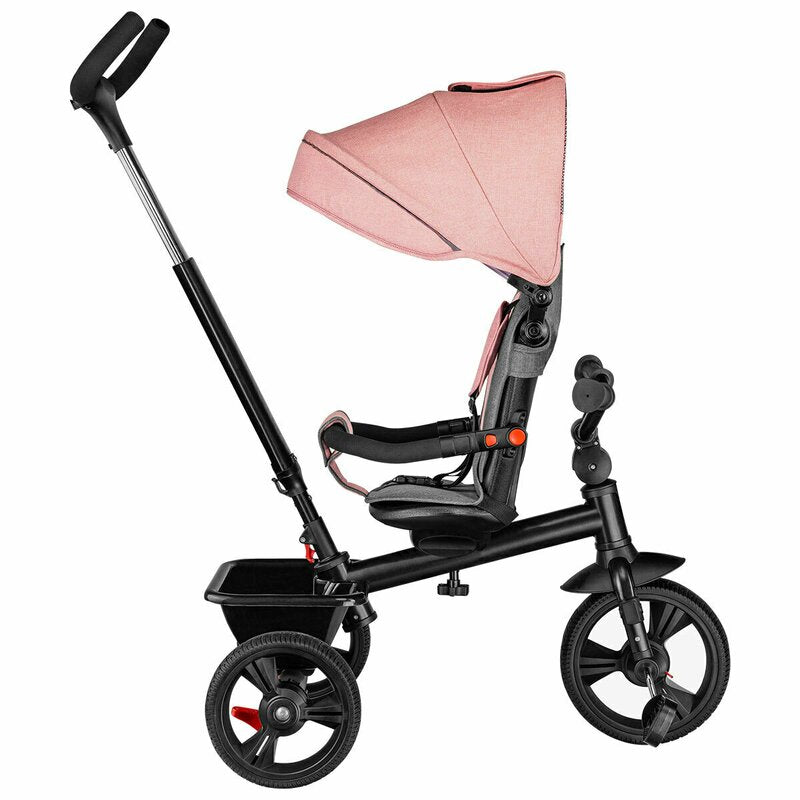 Tricicleta copii, Lionelo, Haari, Ultrapliabila, Multifunctionala, Suport picioare, Control al directiei, Scaun reversibil, Rotire 360 grade, Conform cu standardul european de securitate EN71, Bubblegum - gogobaby.ro