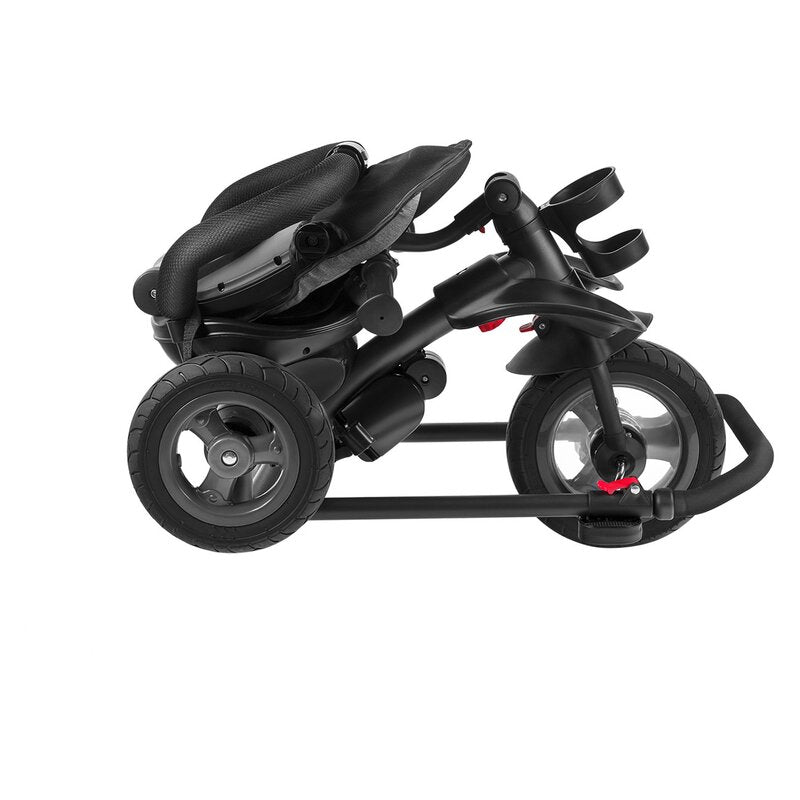 Tricicleta copii, Lionelo, Tris, Ultrapliabila, Multifunctionala. Mecanism de pedalare libera, Suport picioare, Control al directiei, Scaun reversibil, Rotire 360 grade, Conform cu standardul europeane de securitate EN71, Roz/Gri