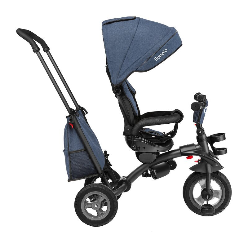 Tricicleta copii, Lionelo, Tris, Ultrapliabila, Multifunctionala, Mecanism de pedalare libera, Suport picioare, Control al directiei, Scaun reversibil, Rotire 360 grade, Conform cu standardul europeane de securitate EN71, Albastru - gogobaby.ro
