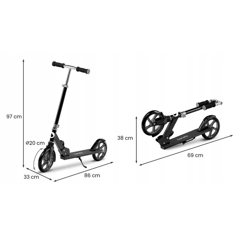 Trotineta, Lionelo, Luca, Copii/Adulti, Ultrapliabila, Pana la 100 Kg, Conform cu standardul european de securitate EN14619, Negru - gogobaby.ro
