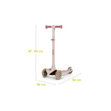 Trotineta, Lionelo, Jessy, Ultrapliabila, Pana la 50 Kg, Cu design ergonomic, Cu lumini LED, 56 x 26 x 67-82 cm, 3 ani+, Roz