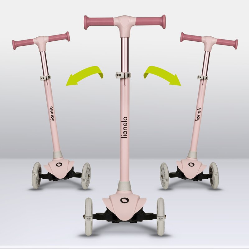 Trotineta, Lionelo, Jessy, Ultrapliabila, Pana la 50 Kg, Cu design ergonomic, Cu lumini LED, 56 x 26 x 67-82 cm, 3 ani+, Roz