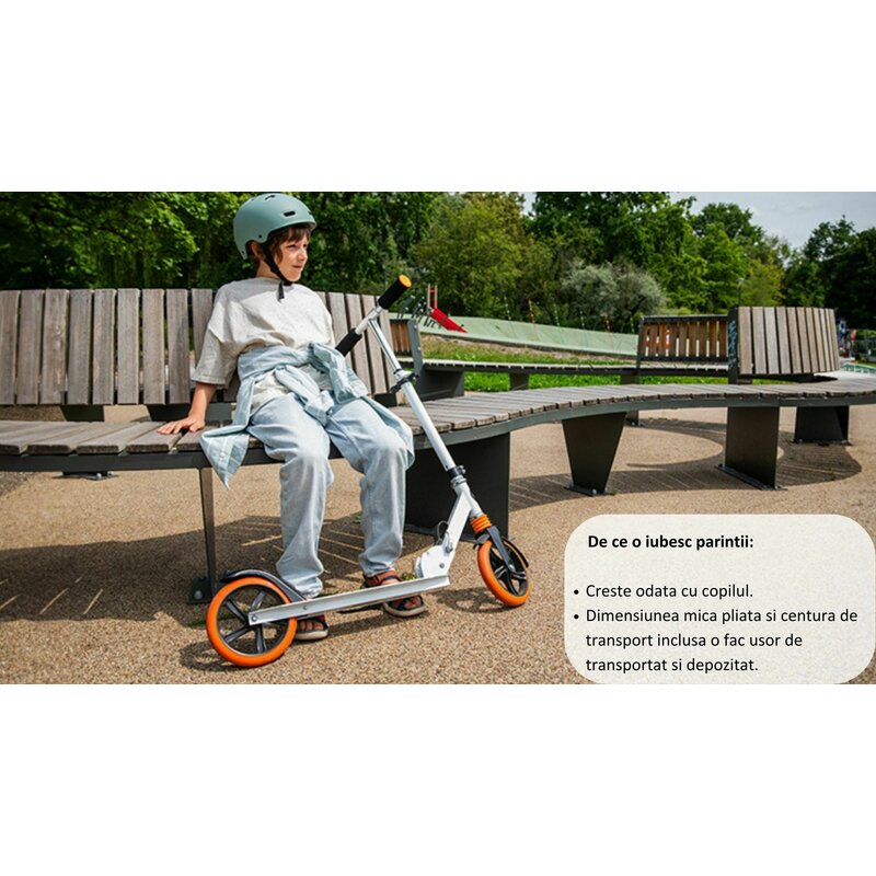 Trotineta, Lionelo, Luca, Pentru copii sau adulti, Ultrapliabila, Pana la 100 Kg, Conform cu standardul european de securitate EN14619, Portocaliu