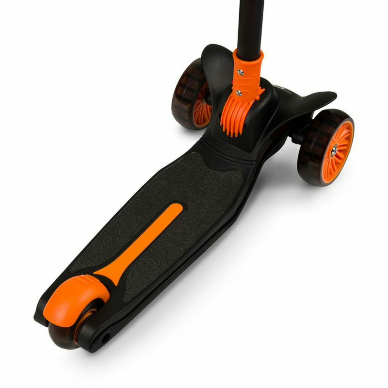 Trotineta, Lionelo, Timy, Copii, Ultrapliabila, Pana la 50 Kg, Cu design ergonomic, Cu lumini LED, 26 5 x 60 x 64-76 cm, 3 ani+, Portocaliu/Negru - gogobaby.ro