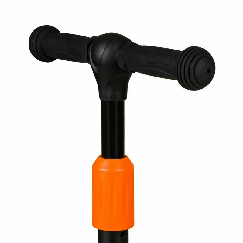 Trotineta, Lionelo, Timy, Copii, Ultrapliabila, Pana la 50 Kg, Cu design ergonomic, Cu lumini LED, 26 5 x 60 x 64-76 cm, 3 ani+, Portocaliu/Negru - gogobaby.ro