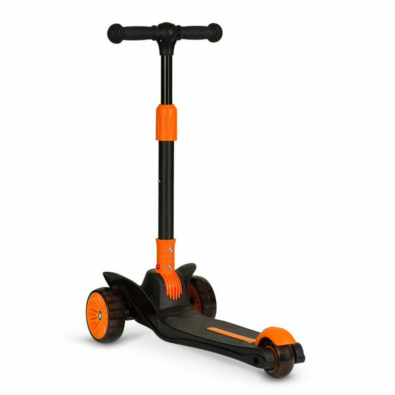 Trotineta, Lionelo, Timy, Copii, Ultrapliabila, Pana la 50 Kg, Cu design ergonomic, Cu lumini LED, 26 5 x 60 x 64-76 cm, 3 ani+, Portocaliu/Negru - gogobaby.ro