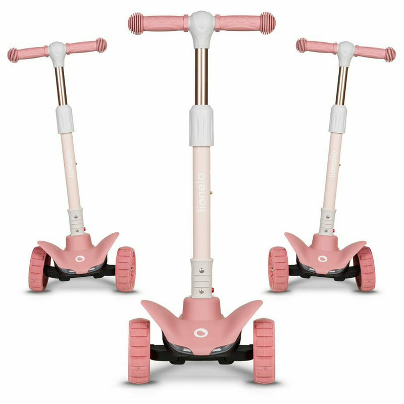 Trotineta, Lionelo, Timy, Copii, Ultrapliabila, Pana la 50 Kg, Cu design ergonomic, Cu lumini LED, 26 5 x 60 x 64-76 cm, 3 ani+, Roz