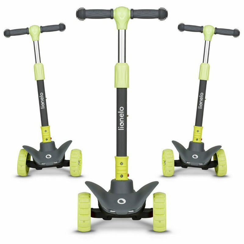 Trotineta, Lionelo, Timy, Copii, Ultrapliabila, Pana la 50 Kg, Cu design ergonomic, Cu lumini LED, 26 5 x 60 x 64-76 cm, 3 ani+, Verde - gogobaby.ro