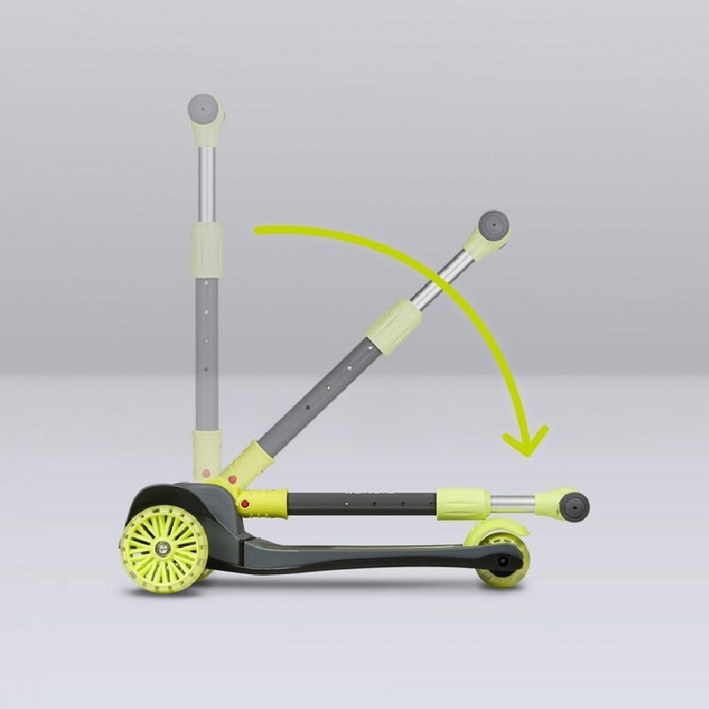 Trotineta, Lionelo, Timy, Copii, Ultrapliabila, Pana la 50 Kg, Cu design ergonomic, Cu lumini LED, 26 5 x 60 x 64-76 cm, 3 ani+, Verde