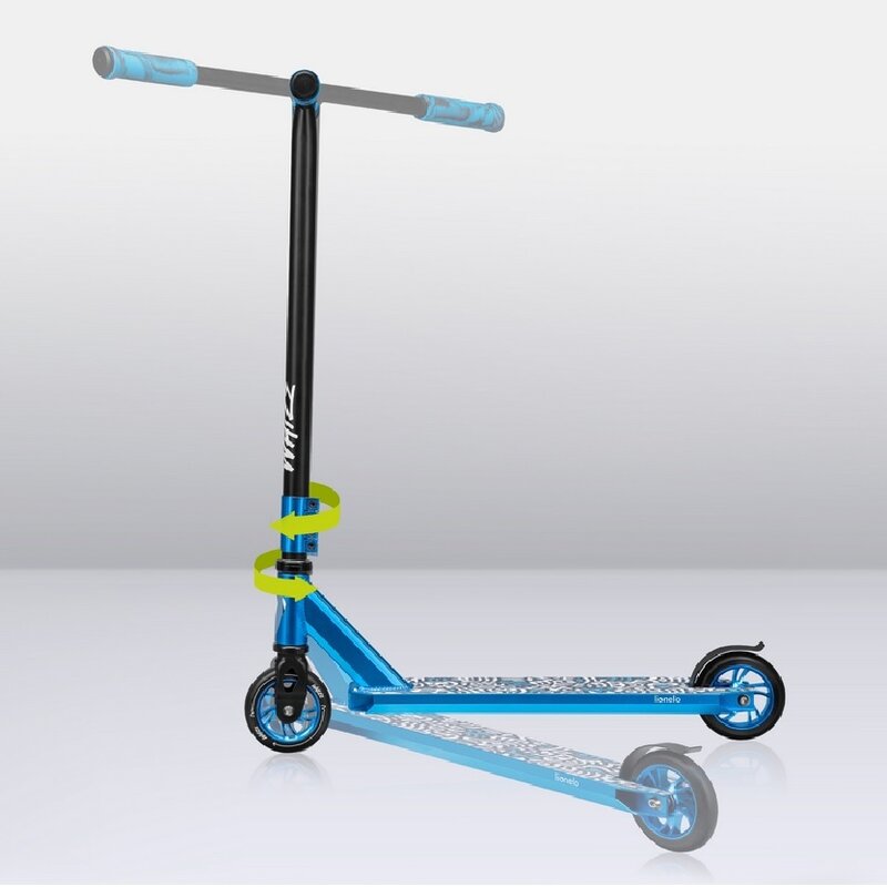 Trotineta, Lionelo, Whizz, Pentru Acrobatii, Rulmenti ABEC-9, Sistemul de compresie IHC 9, 20 - 100 kg, Conform cu standardul european de securitate EN14619, Albastru - gogobaby.ro