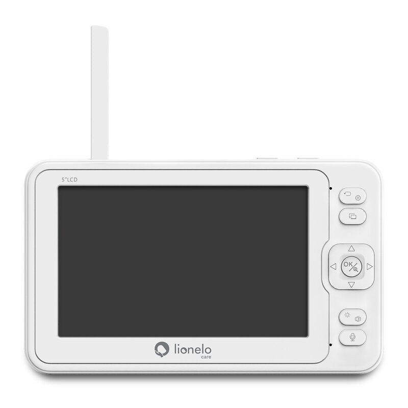 Videofon, Lionelo, Babyline 8.3, Cu termometru, Cu melodii, Comunicare in 2 sensuri, Rotire 360 grade, Alb - gogobaby.ro